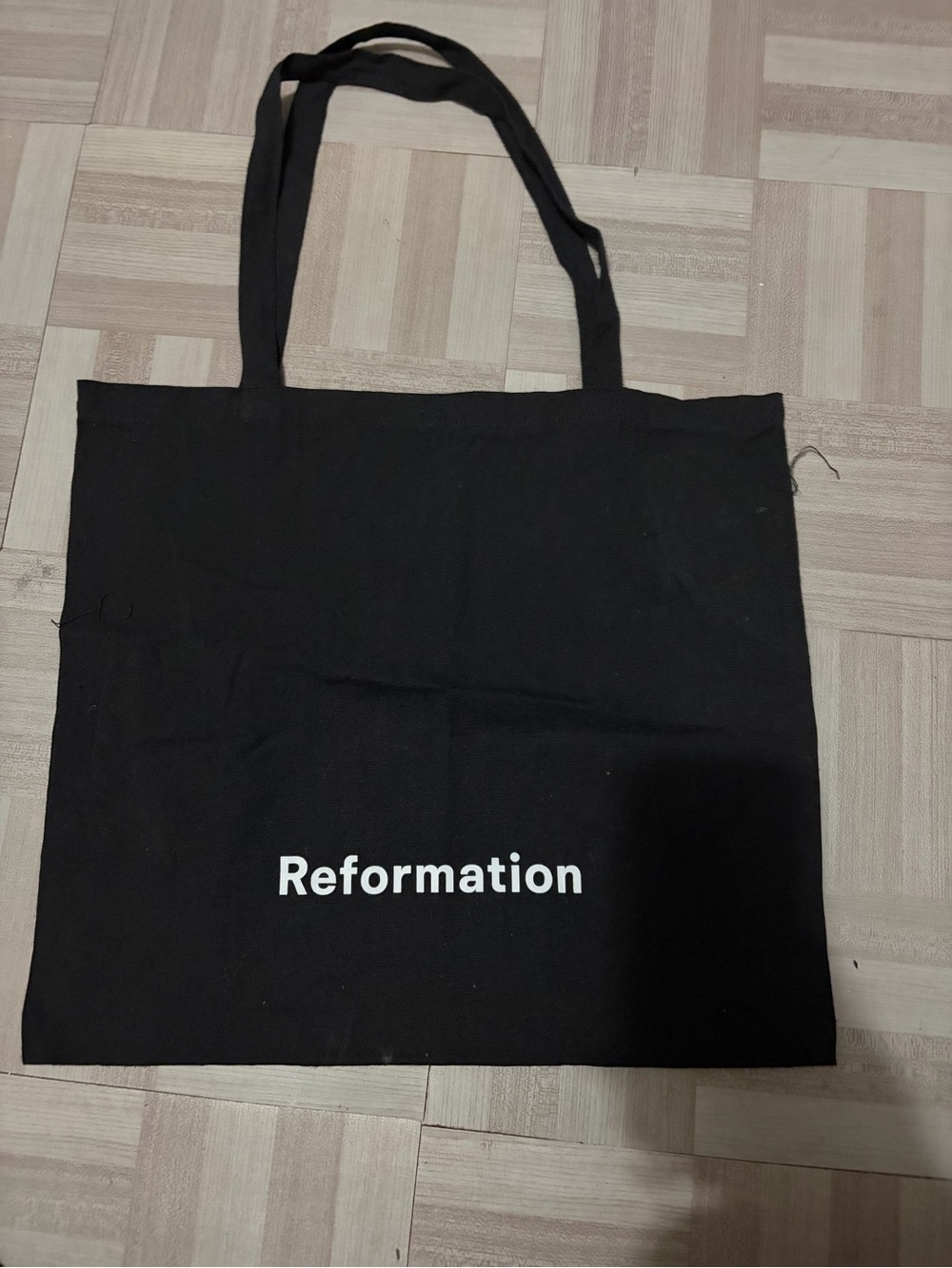 Reformation Black Canvas Tote with White Logo
